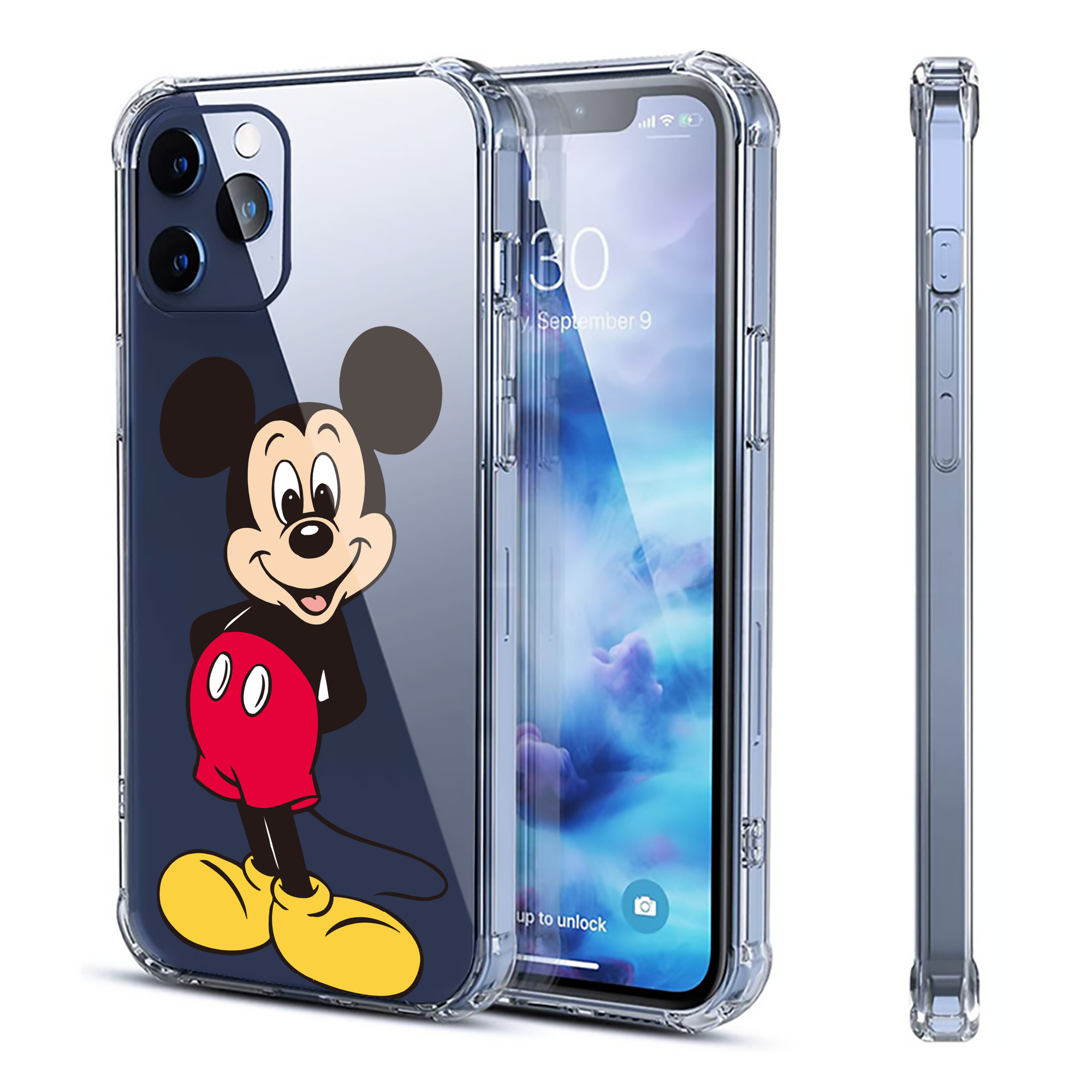 （画像用） ミッキーマウス Mickey Mouse 【iPhone 12シリーズ対応】透明スマホケース（クリアソフトケース）